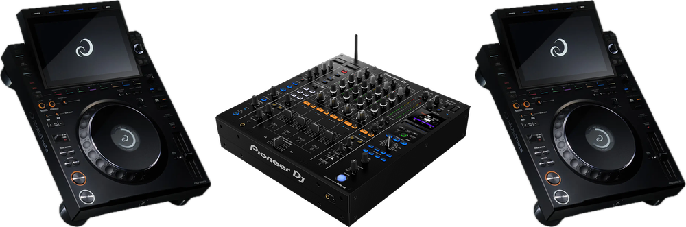 DJ booth: DJM-A9 with 2 CDJ-3000X