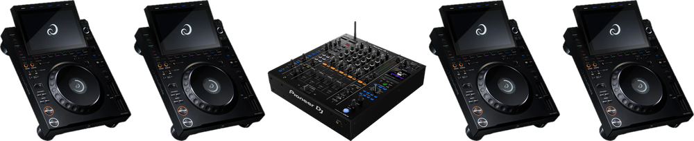 DJ booth: DJM-A9 with 4 CDJ-3000X