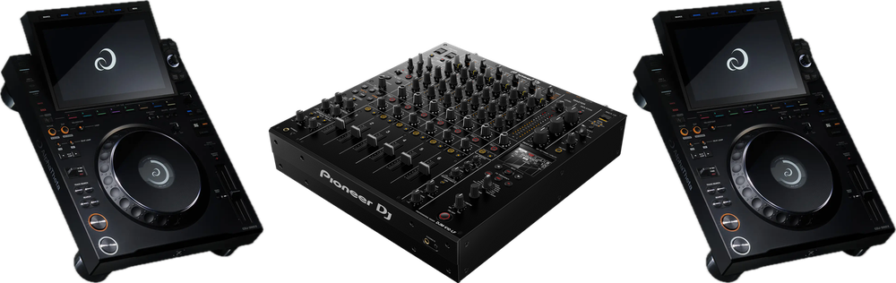 DJ booth: DJM-V10-LF with 2 CDJ-3000X